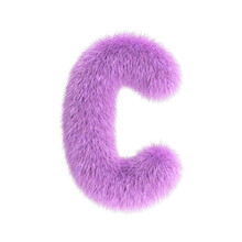 Hairy Font, Furry Alphabet, 3d Rendering, Letter C