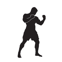 Wall Mural - Black Illustration kick boxer isolated vector silhouette. On white background.