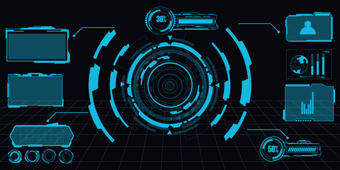 Wall Mural - abstract technology futuristic concept hud interface hologram elements of digital data and circle