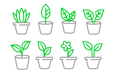 Plant in pot vector. Houseplant set icons.