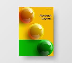 Wall Mural - trendy 3d spheres corporate brochure illustration. original journal cover vector design concept.