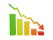 Business financial crash concept, colorful decline chart 3d rendering