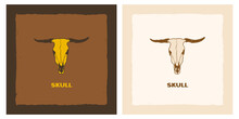 Bull Skull Southwestern Art Sketch Doodle Illustration