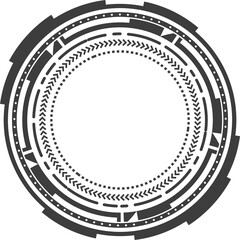 HUD futuristic element. Abstract optical aim. Circle geometric shape for virtual interface and games. Camera viewfinder for sniper weapon. 