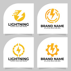Wall Mural - set of lightning logo vector design template