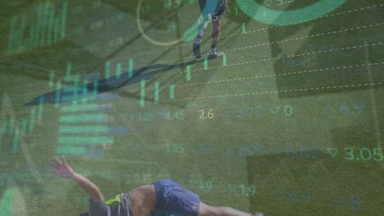 Sticker - Animation of financial data processing over football players