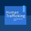 Image of human trafficking awareness day over blue background