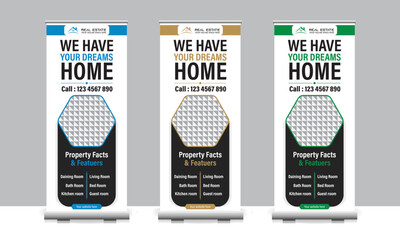 Wall Mural - Real-estate-business-rollup-banner-design-vector-file-with-logo