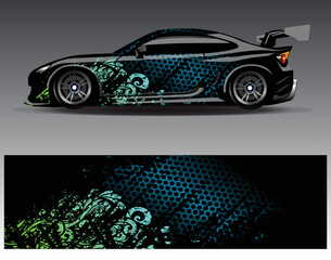 Car wrap design vector. Graphic abstract stripe racing background kit designs for wrap vehicle  race car  rally  adventure and livery