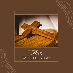 Canvas Print - Image of ash wednesday over brown background with cross