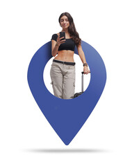 Sticker - Traveler woman in a GPS pin