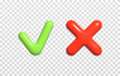 © Vitaliy - Vector green check mark and red cross on isolated transparent background. Confirmation symbol png. Prohibition symbol, cancellation png.