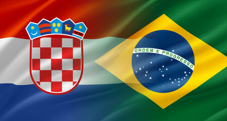 Wall Mural - Croatia versus Brazil game score table template. 3d vector illustration 