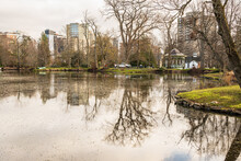 The Bandstand And A Duck Pond  In The Historic Halifax Public Gardens (Nova Scotia, Canada).  Shot In December