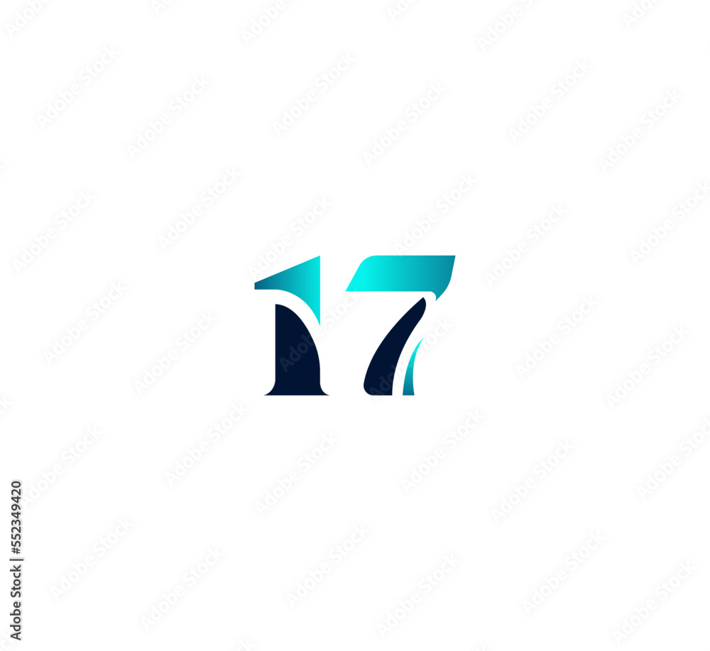 Number 17 logo design template elements. Modern abstract digital ...