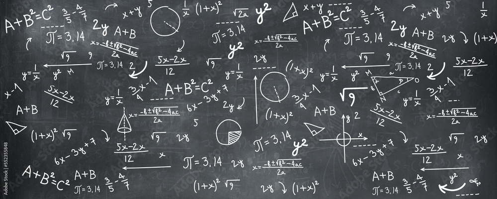 mathematical calculation on blackboard - Banner design Stock Photo ...