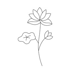 Wall Mural - Vector isolated one small simple flower tattoo colorless black and white contour line easy drawing