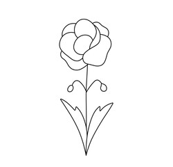 Wall Mural - Vector isolated one small simple flower tattoo colorless black and white contour line easy drawing