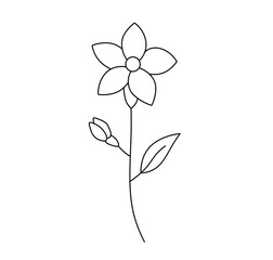 Wall Mural - Vector isolated one small simple flower tattoo colorless black and white contour line easy drawing