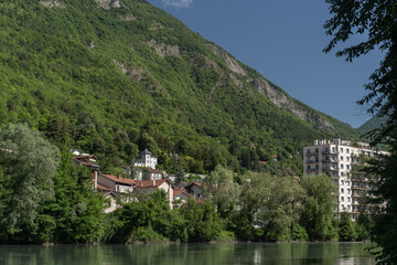 Wall Mural - Grenoble, cityscape image of Grenoble and the Alps , France 