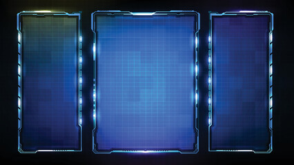 Wall Mural - abstract futuristic background of blue glowing technology sci fi frame hud ui