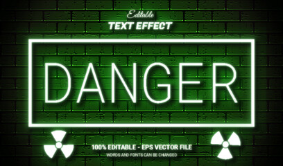 Wall Mural - danger green neon text effect