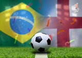 Fototapeta Sport - Football Cup competition between the national Brazil and national England.