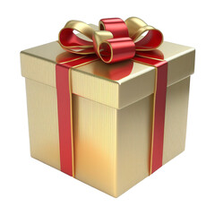 Wall Mural - gift golden box with a red bow