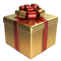 Wall Mural - gift golden box with a red bow