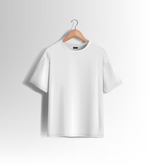 Wall Mural - Men white T-shirt. Realistic mockup. Short sleeve T-shirt template on background