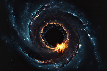 Wall Mural - dark hole. fantasy dark planet in space. celestial body in space exploding. science fiction, futuris