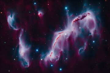 Wall Mural - Nebula galaxy background with purple blue outer space. Cosmos clouds and beautiful universe night stars. Generative AI