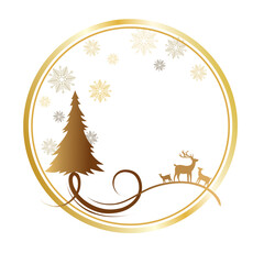 Elegant christmas frame border background vector illustration design tree and deer