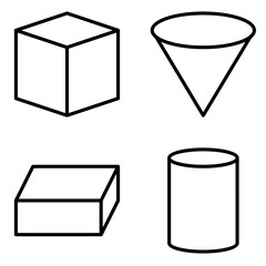 Poster - set of geometris shape icon, cube, cylinder, cone and block icon