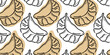 
Seamless pattern with jiaozi. Chinese, Japanese and Korean dumplings. Wontons, Gyoza, Baozi, Dim Sama, Gyoza or Kyoza. Doodle. Hand drawn.
doodle vector illustration