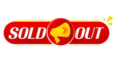 Aufkleber - Megaphone with sold out on white background. Megaphone banner. Web design. Vector