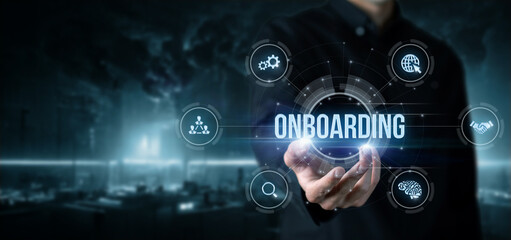 a businessman is working on an onboarding structure .