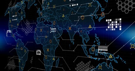 Poster - Animation of data processing with statistics over world map