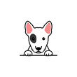 Cute bull terrier puppy cartoon, vector illustration