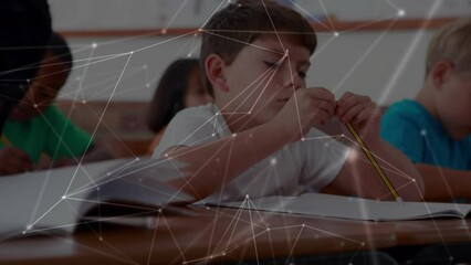 Sticker - Animation of network of connections over diverse schoolchildren