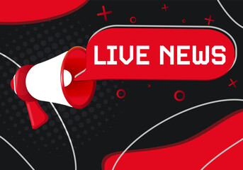 Leinwandbilder - Live News. Hand Holding Megaphone With Speech Bubble