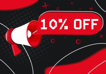 Leinwandbilder - 10 Percent Off. Hand Holding Megaphone With Speech Bubble