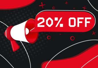 Leinwandbilder - 20 Percent Off. Hand Holding Megaphone With Speech Bubble