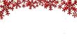 Illustration. Red snowflakes on a transparent background with a place for writing, PNG. Background, pattern, concept of New Year holidays, Christmas