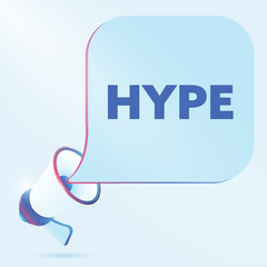 Aufkleber - Hype text with 3d realistic megaphone vector illustration. Banner template to announce news about webinar in social media, training course, marketing technology poster