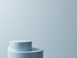 Premium podium space for product presentation, blue background geometry composition, 3d render, 3d illustration.
