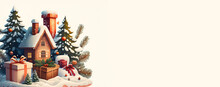 Christmas Tree, Christmas Holidays Concept, Banner With Copy Space, Creation With Generative AI