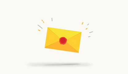 Poster - Envelope, letter with red wah sel and rope in tsartun style isolated on white background. Mail postal delivery. 10 EPS.