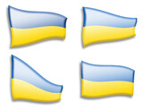 Fototapeta  - Set of Ukrainian flags from variant views on white background. Every American flag can be used separately and easily editable.