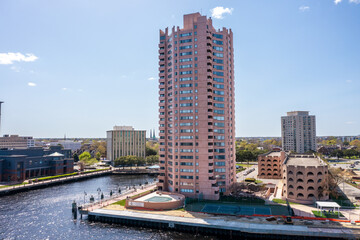 Wall Mural - Aerial View of a tall Apartment Building on the Portsmouth Virginia Waterfront